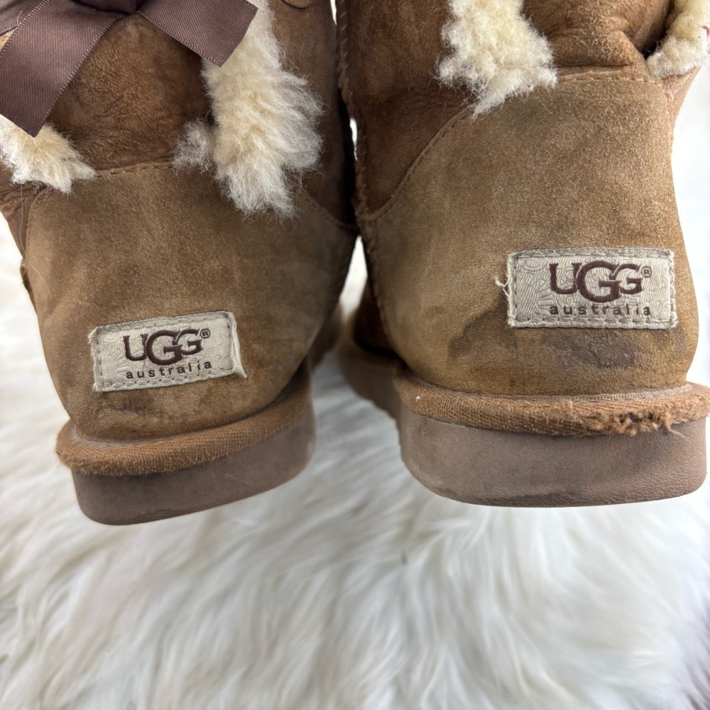 UGG Pull Up Bows Tan Winter Boots Size 9 Woman - Picture 5 of 15